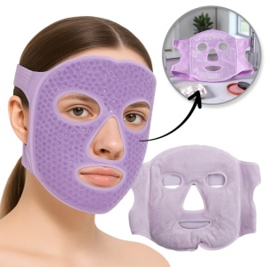 Mască facială cu gel dublu, răcoritoare și încălzitoare, pentru relaxare și îngrijirea pielii, mov, eCarla, AK22FIO
