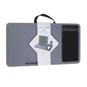 Măsuță portabilă pentru laptop, cu pernuță și mousepad, gri, 57.5x30.5x4 cm