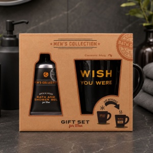 Men's bath gift set, MEN'S COLLECTION, Accentra, shower gel and heat-sensitive mug