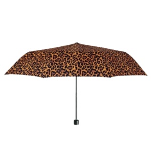 Mini umbrelă manuală, Perletti, model leopard, culoarea maro scorțișoară