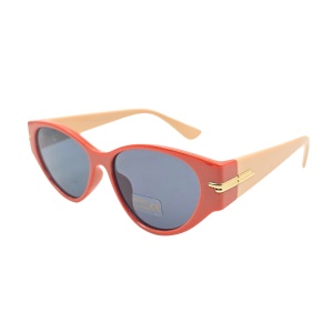 Ochelari de soare, damă, Tiara, roșu corai intens, formă cat-eye, lentile negre, protecție UV 400