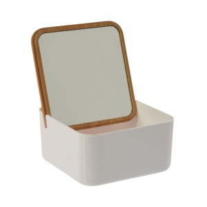 Oglindă de machiaj cu organizator cosmetic pătrat, 13x13x7 cm, Eleganza