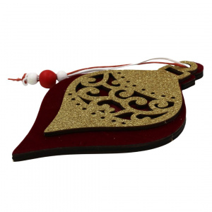 Ornament brad Glob grena-auriu 15.5x9 cm