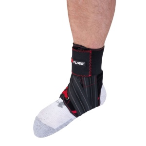 Orteza Glezna Pure 2 Improve Deluxe – Mărimea L | Negru cu Roșu | Compresie Reglabilă cu Velcro