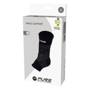 Orteză pentru Gleznă Tricotat Pure 2 Improve – Mărimea L | Negru | Bandă Elastică cu Velcro