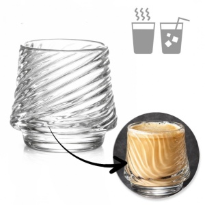 Pahar din sticlă borosilicată, pentru cafea, băuturi și whisky, model striat, 7.5 x 8 cm, eCarla, SZK200