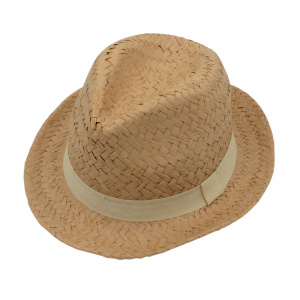 Pălărie de plajă bărbați Aristo, bej, stil fedora, cu bandă crem, ușoară și respirabilă, protecție solară, diametru 29 cm