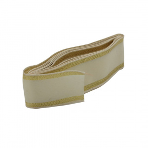 Panglică textilă CREM AURIU dungulițe 38mm x 2m