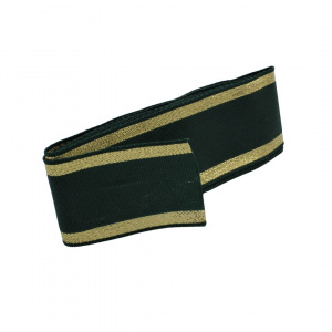 Panglică textilă VERDE AURIU dungulițe 38mm x 2m