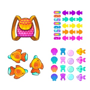 Păpușă Mini Decora Marina 13 cm cu Accesorii – Păpușă de Personalizat, Peste 40 Surprize, păr lung, colecția Decora Girlz