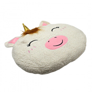 Pernuță albă pufoasă model unicorn 42cm
