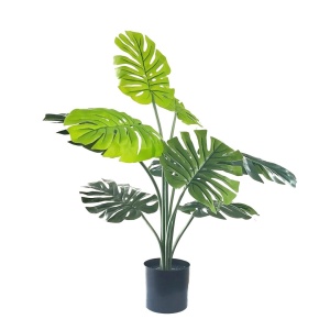Plantă Artificială Monstera 68 cm, cu detalii realistice, bogată în frunze verzi, aspect natural, ghiveci negru inclus