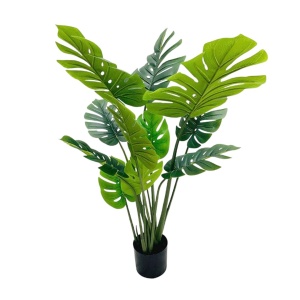 Plantă artificială Monstera 86 cm, cu detalii realistice, bogată în frunze verzi, aspect natural, ghiveci negru inclus