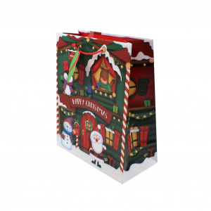 Pungă cadou Crăciun L SANTAS CABIN