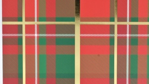 Pungă de cadou, din hârtie, colecția Clairefontaine de la Eurowrap, 45.5x33 cm, burduf de 15 cm, Tartan