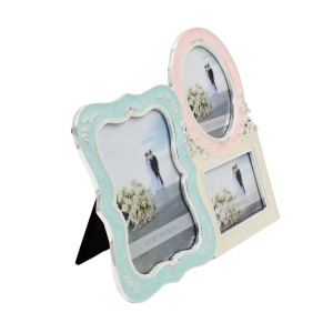 Ramă Foto Colaj AZAY 3 Poze, Multicolor Pastel, 9x13 cm + 8x9 cm + 8x6.5 cm, Ramă Foto Familie / Cuplu, Cadou Elegant, Cutie Cadou Inclusă