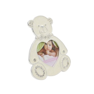 Ramă Foto Copii AZAY Ursuleț cu Cristale, 8x9 cm, Ramă Foto Bebe Decorativă, Cadou Nou-Născut, Cutie Cadou Inclusă