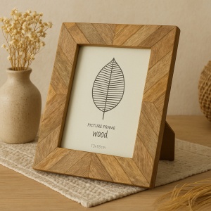 Ramă foto, din lemn de mango, 13x18 cm – model rustic cu textură naturală