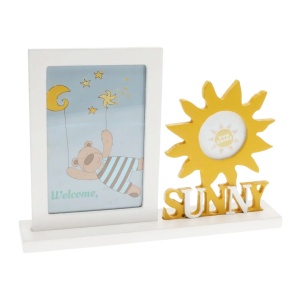 Ramă foto pentru copii, SUNNY, colaj pentru 2 poze, culoare galben