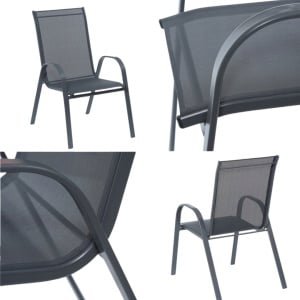 Scaun de grădină Jumi, modern, cu cadru metalic, model FIESTA, culoare gri