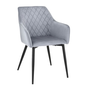 Scaun tapițat din catifea gri, APIS, cu picioare metalice – design modern, confortabil, brand Jumi