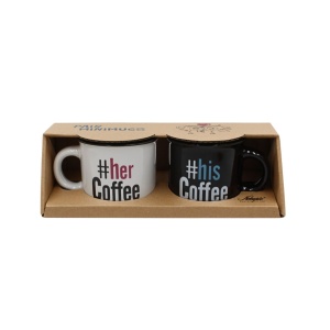 Set 2 Cești Espresso, Nekupto – “#hisCoffee & #herCoffee”, 2 x 80 ml