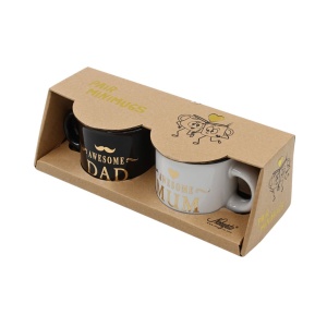 Set 2 Cești Espresso, Nekupto – “Awesome Mum & Dad”, 2 x 80 ml
