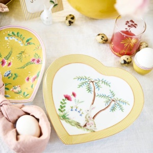 Set 2 farfurii, formă de inimă, Pip Studio, Yellow, 21.5 cm, colecția La Majorelle