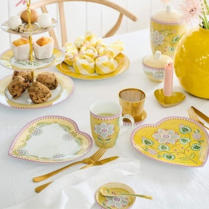 Set 2 farfurii, formă de inimă, Pip Studio, Yellow, 21.5 cm, colecția Lily & Lotus