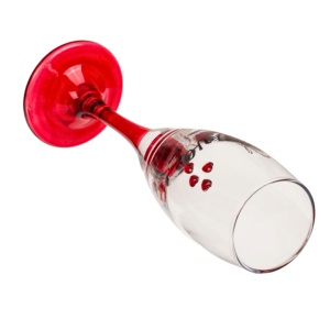 Set 2 pahare, de șampanie, cu inimioare, bază roșie, mesaj Love, 20 cm