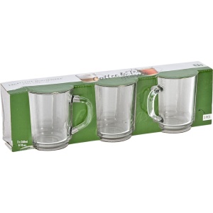 Set 3 căni Excellent Houseware, pentru cafea, 240 ml, din sticlă