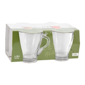 Set 4 căni pentru cafea, 300 ml, Excellent Houseware, din sticlă