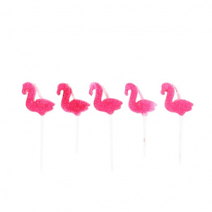 Set 5 lumânări Flamingo Ciclam Glitter - Img 1
