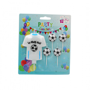 Set 5 lumânări party tricou fotbal