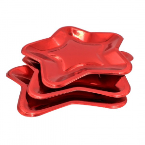 Set 6 Farfurii Stea Roșu Metalizat, 23 cm – Accesorii de Petrecere Strălucitoare pentru Evenimente Festive