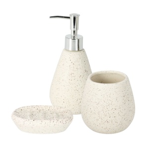 Set accesorii de baie 3 piese, din ceramică, culoare alb, design modern