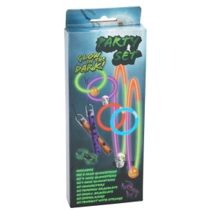 Set accesorii fluorescente Glow in the Dark, pentru Halloween, brățări, coliere și accesorii tematice, 24 piese