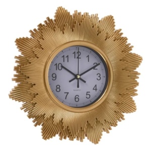 Set ceas de perete decorativ cu oglinzi, culoare auriu, model soare, design modern