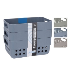 Set de 3 coșulețe de depozitare, 350ml, Storage Solutions, 12x7x5 cm, gri