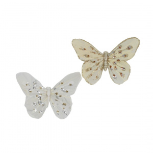Set fluturi decorativi cu clips alb-bej - Img 2