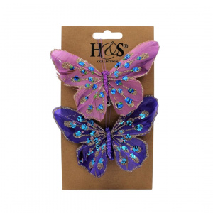 Set fluturi decorativi mov-roz cu clips