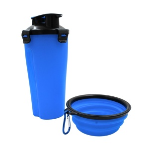 Set hrană animale Koopman, pentru apă și mâncare, compartimente duble 440 ml, Dogs Collection, fără BPA, FSC, albastru cu negru