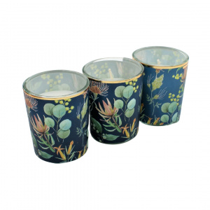 Set lumanari design floral albastru 5x6cm
