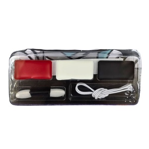Set machiaj și mască de hârtie Goodmark – 3 culori (roșu, alb, negru), 3×1 g + aplicator, pentru copii, dermatologic testat – ideal pentru Halloween și petreceri tematice