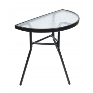 Set mobilier de grădină 3 piese Jumi – masă semicirculară cu blat din sticlă și 2 scaune pliabile