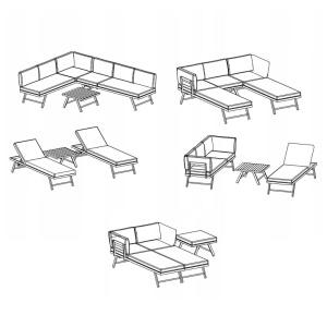 Set mobilier de grădina gri, modular, Jumi, cu 2 canapele și măsuță de cafea