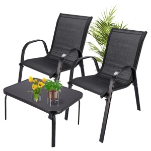 Set mobilier de grădină Jumi, model FIESTA, 2 fotolii suprapozabile și măsuță de cafea