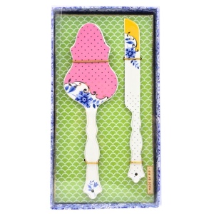 Set paletă și cuțit, din porțelan, pentru servirea tortului, Pip Studio, 25 cm, colecția Royal Multi
