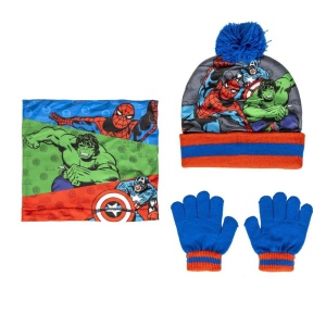 Set pentru copii, cu căciulă, mănuși și guler, personaj Avengers, Cerda