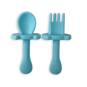 Set tacâmuri din silicon, pentru bebeluși, culoarea albastru, Frootimals - Img 1